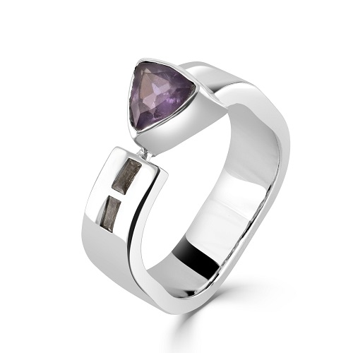 Women’s Amethyst Triangle Silver Ring