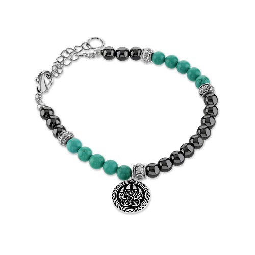 Men's Turquoise  Bracelet with Bear Claw Charm