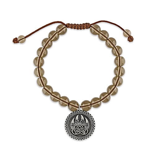 Mens Crystal Smoky Quartz  Wrist Mala Bracelet 