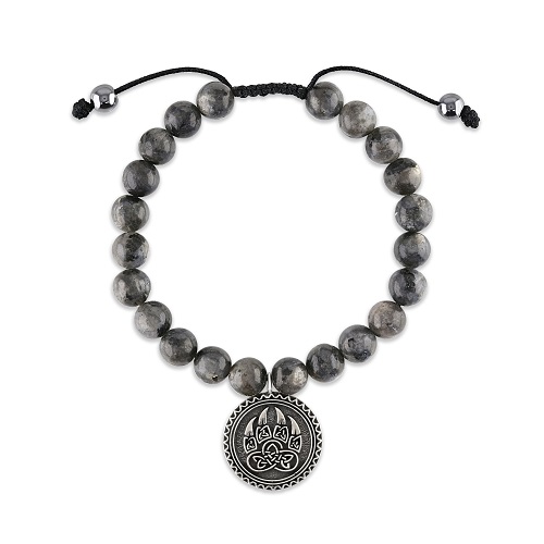 Men's Luxury Mala Bracelet with Larvikite Beads 