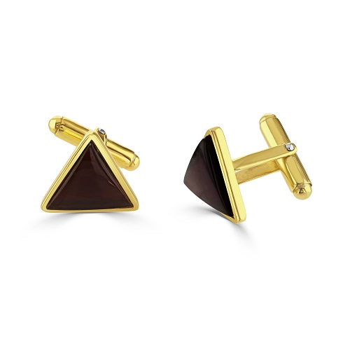 Gold Plated Triangle  Amethyst Cufflinks