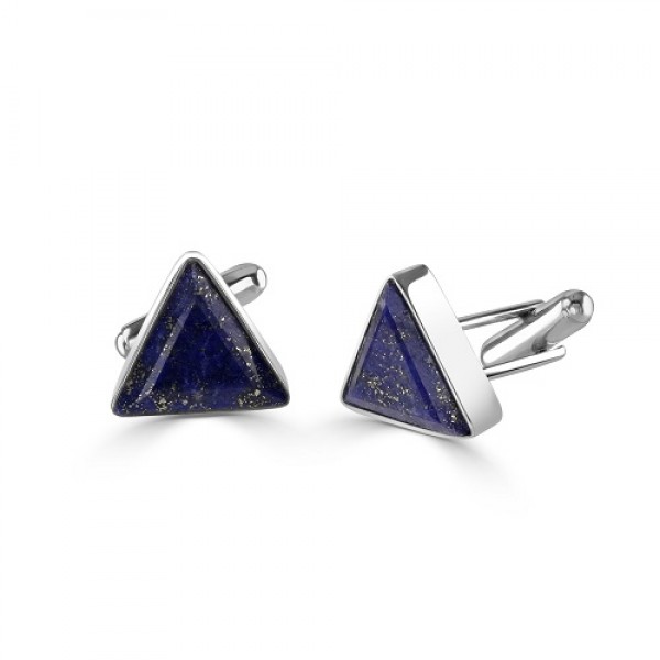 Sterling Silver Lapis Triangle Cufflinks   