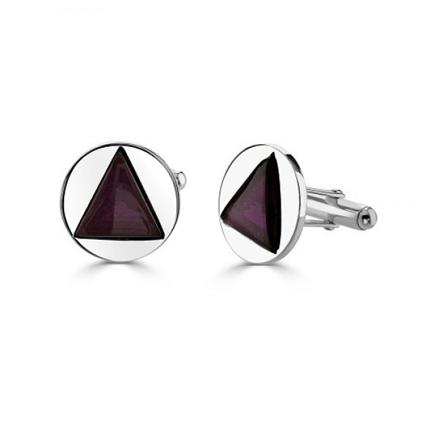 Triangle Amethyst Vintage Cufflinks 