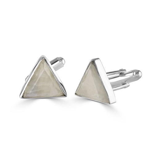 Sterling Silver Mother of Pearl Triangle Cufflinks 