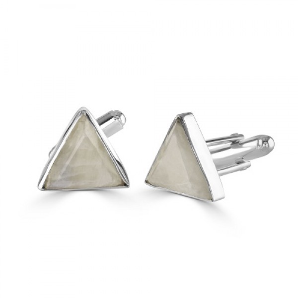 Sterling Silver Mother of Pearl Triangle Cufflinks 