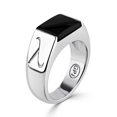 Men's Sterling Silver Ring With Lambda Sign 