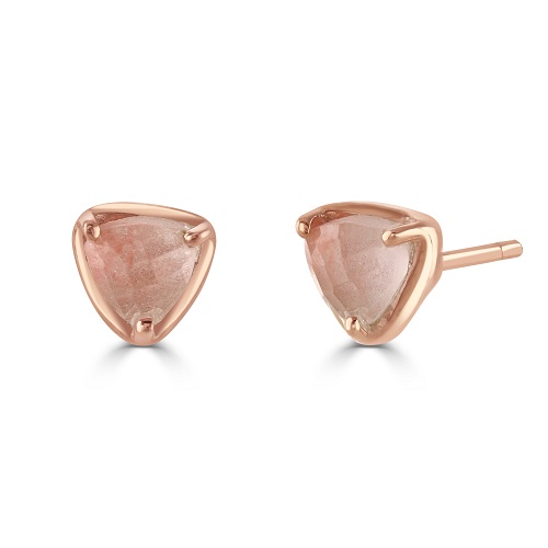  Women’s Pink Triangle Stud Earrings Rose Gold Plated