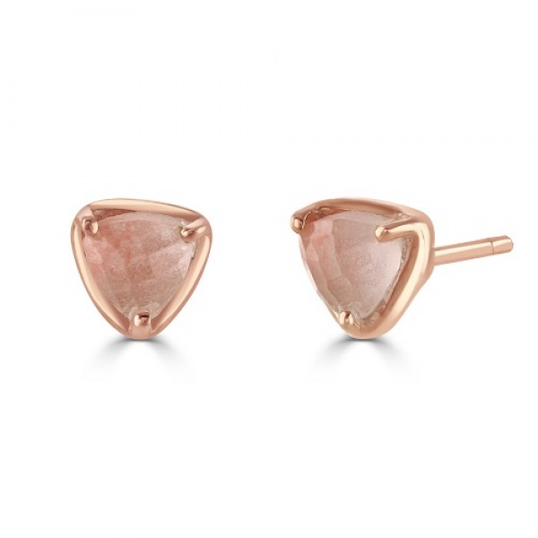  Women’s Pink Triangle Stud Earrings Rose Gold Plated