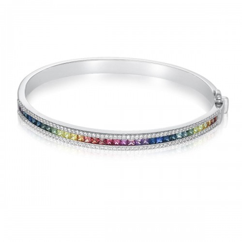  Rainbow  Silver Bangle 