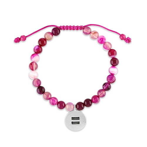 Women's Wrist Pink Sardonyx Agate Mala Bracelet 