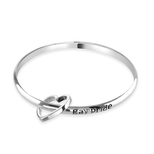 Women's Open Heart Silver Bangle